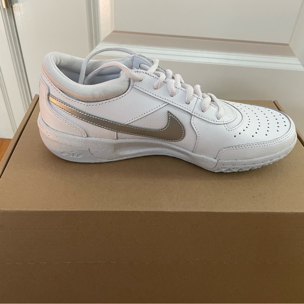 Nike White and Silver Athletic Shoes